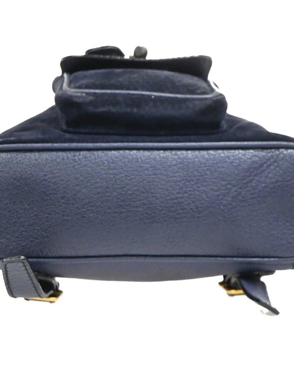GUCCI Bamboo Logo 2way Back Pack Bag Suede Leather Navy Blue GHW Italy 38MA494 - Picture 6 of 16